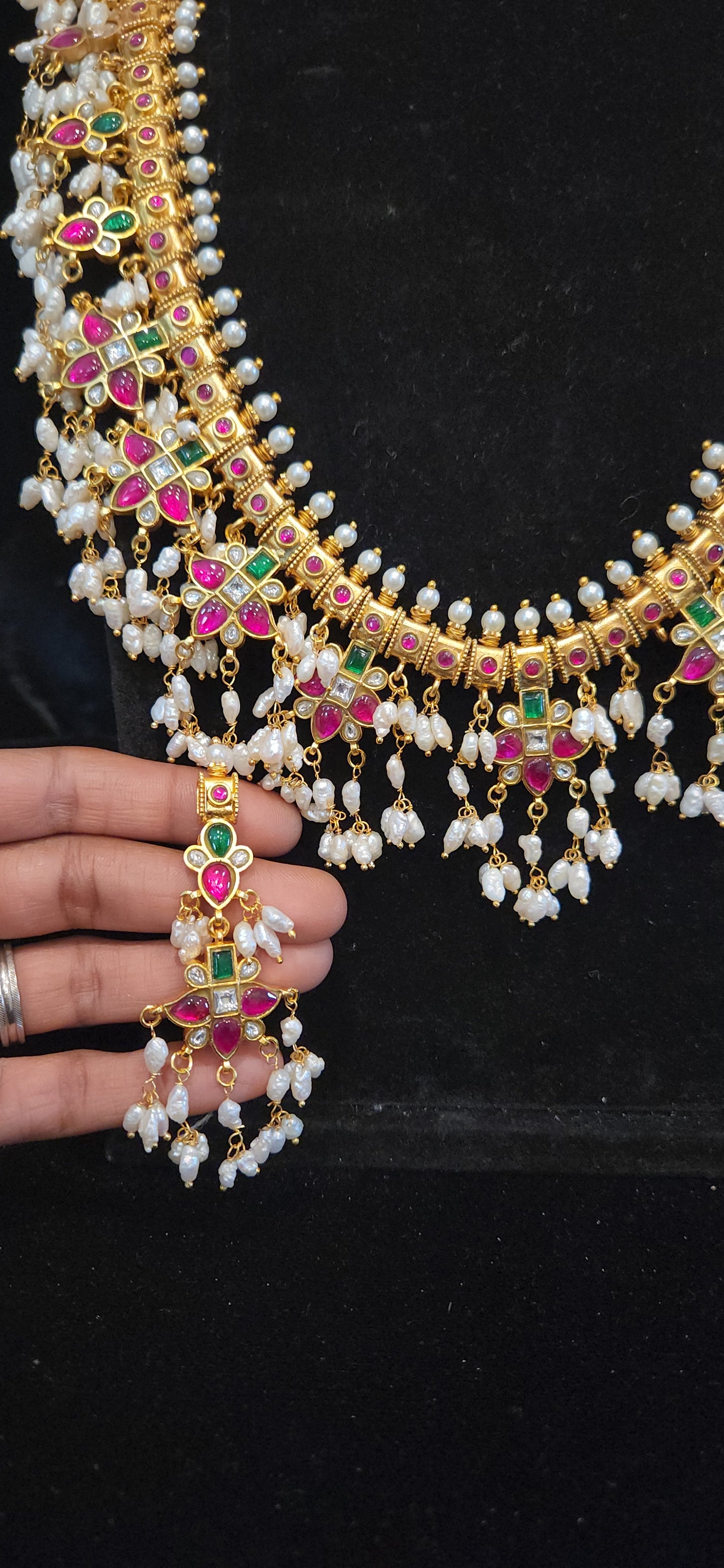 Kundan Guttapusalu Haram with Matching Earrings