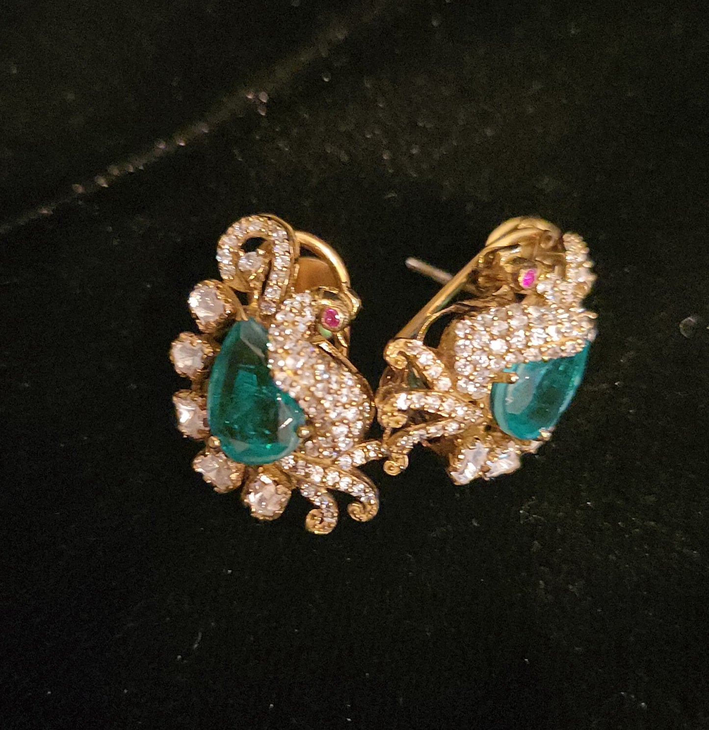 92.5 Silver Emerald Peacock Necklace Set