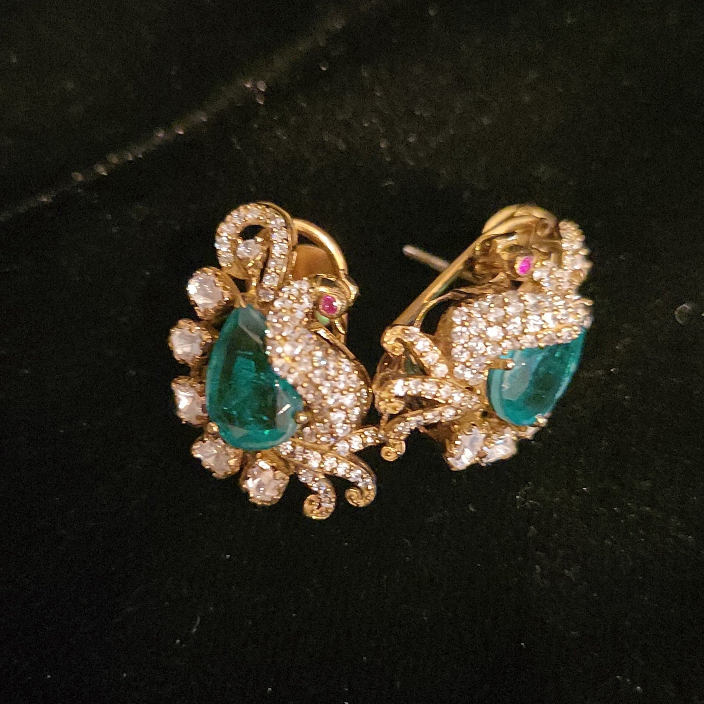 92.5 Silver Emerald Peacock Necklace Set