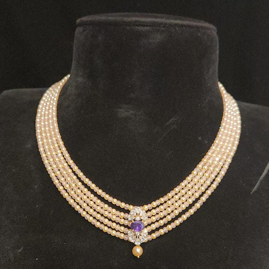 Dazzling CZ Swarovski Bead Mala 92.5 Silver Pendant