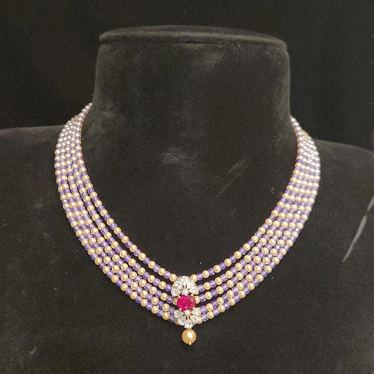 Dazzling CZ Swarovski Bead Mala 92.5 Silver Pendant