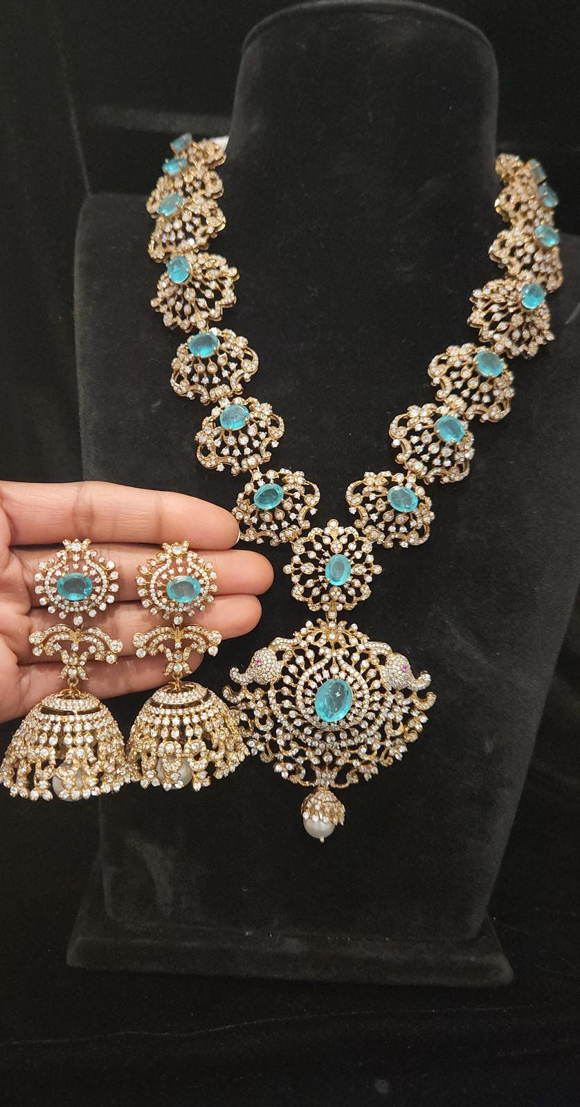 Elegant Victorian Floral 92.5 Silver Mini Haram Set