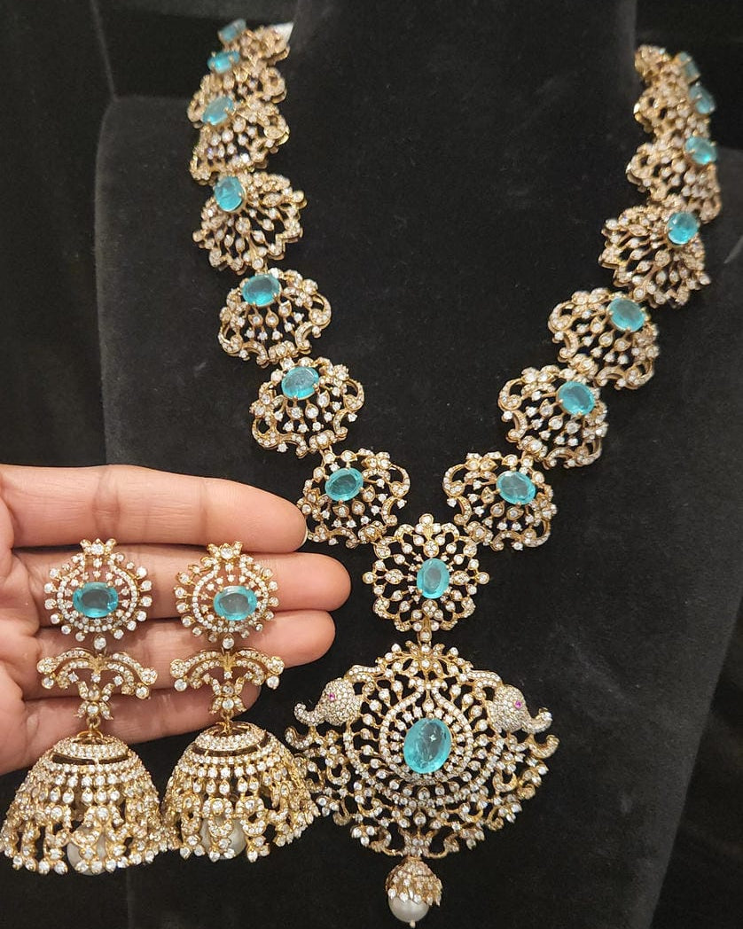 Elegant Victorian Floral 92.5 Silver Mini Haram Set