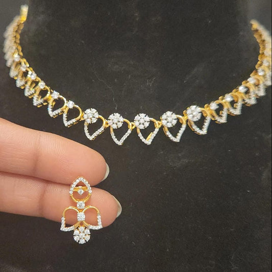 Brilliant Floral Leaf 92.5 Silver Necklace set