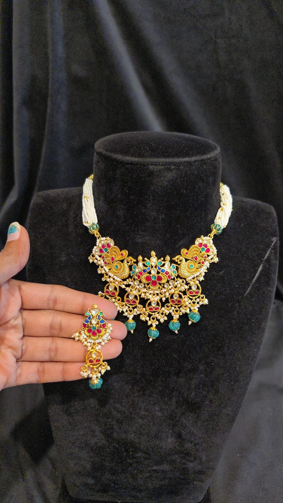 Multi-Color Polki Kundan Necklace Set