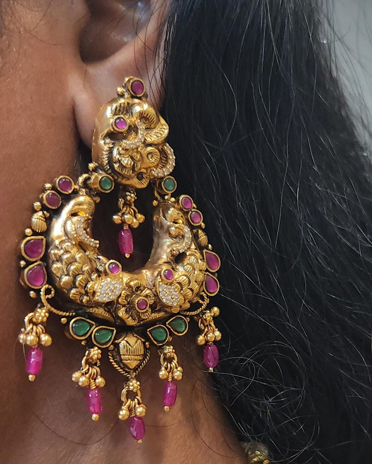 Divine Ashtalakshmi Peacock Antique Nakshi Nacklace Set