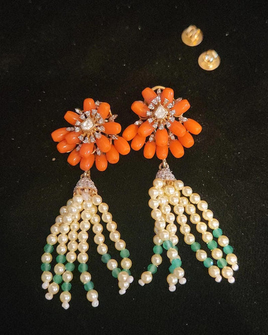 Vibrant 92.5 Silver Floral Dangler Pendant Set