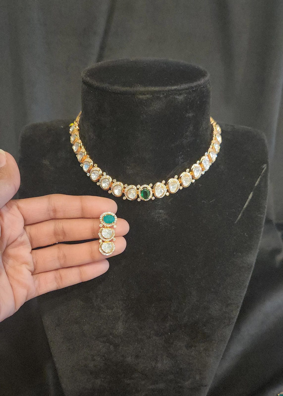 Victorian Kundan and Emerald Necklace Set