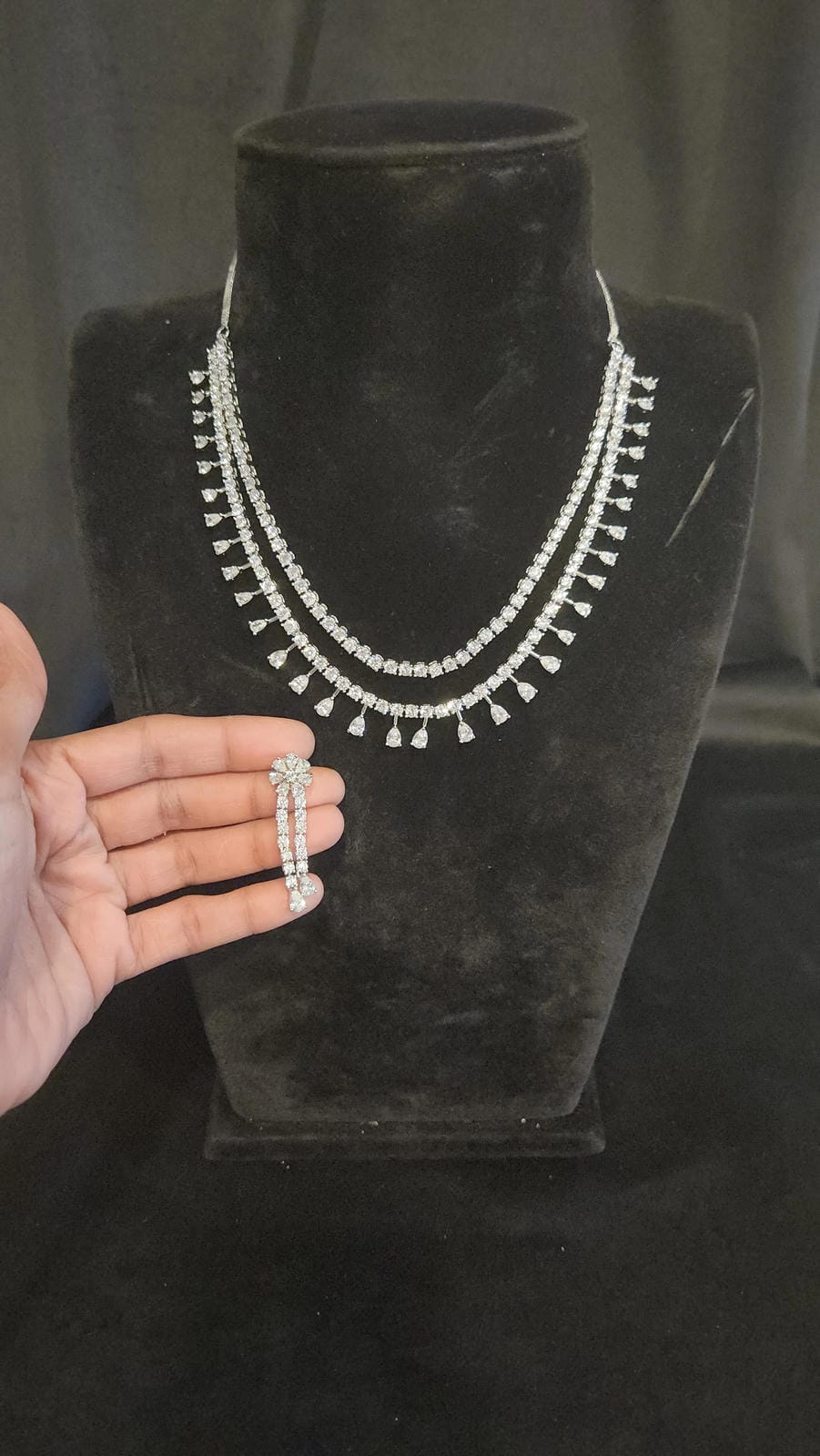 Diamond Finish Square CZ Necklace Set