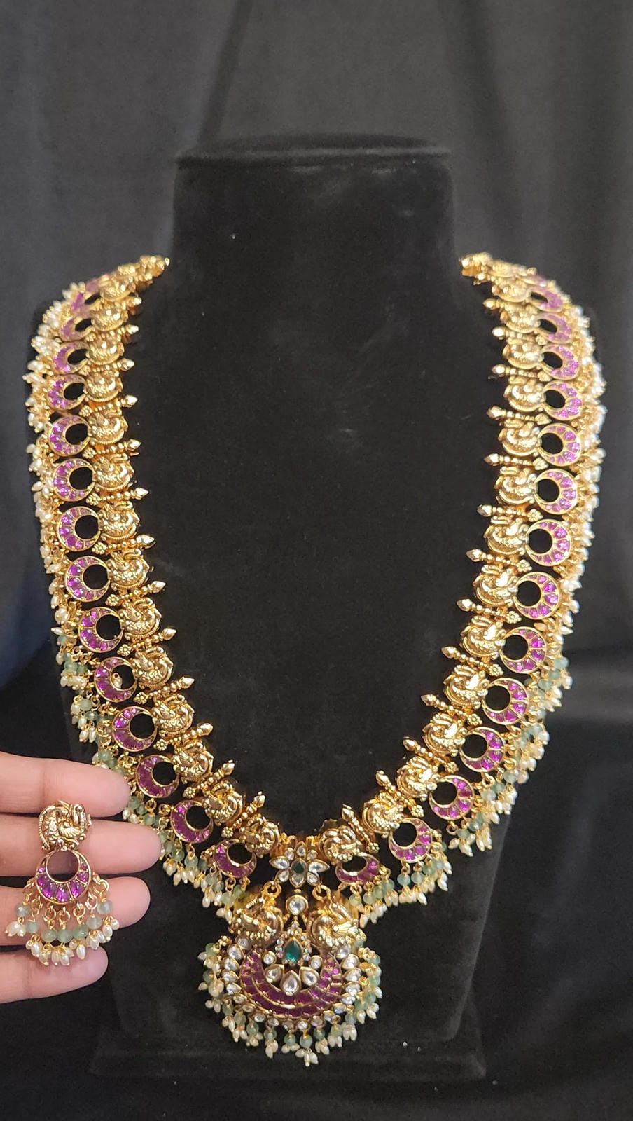 Pachi Kundan Chandbali Necklace Set