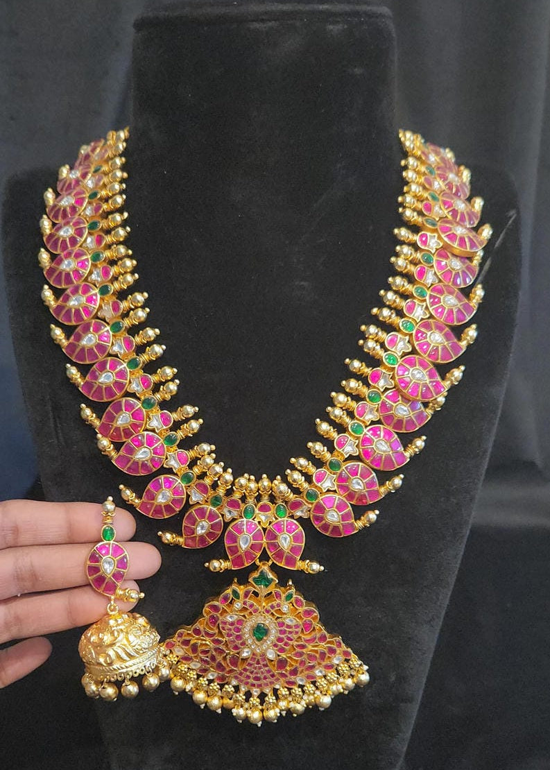 Jadau Kundan Mango Necklace & Jhumka Set