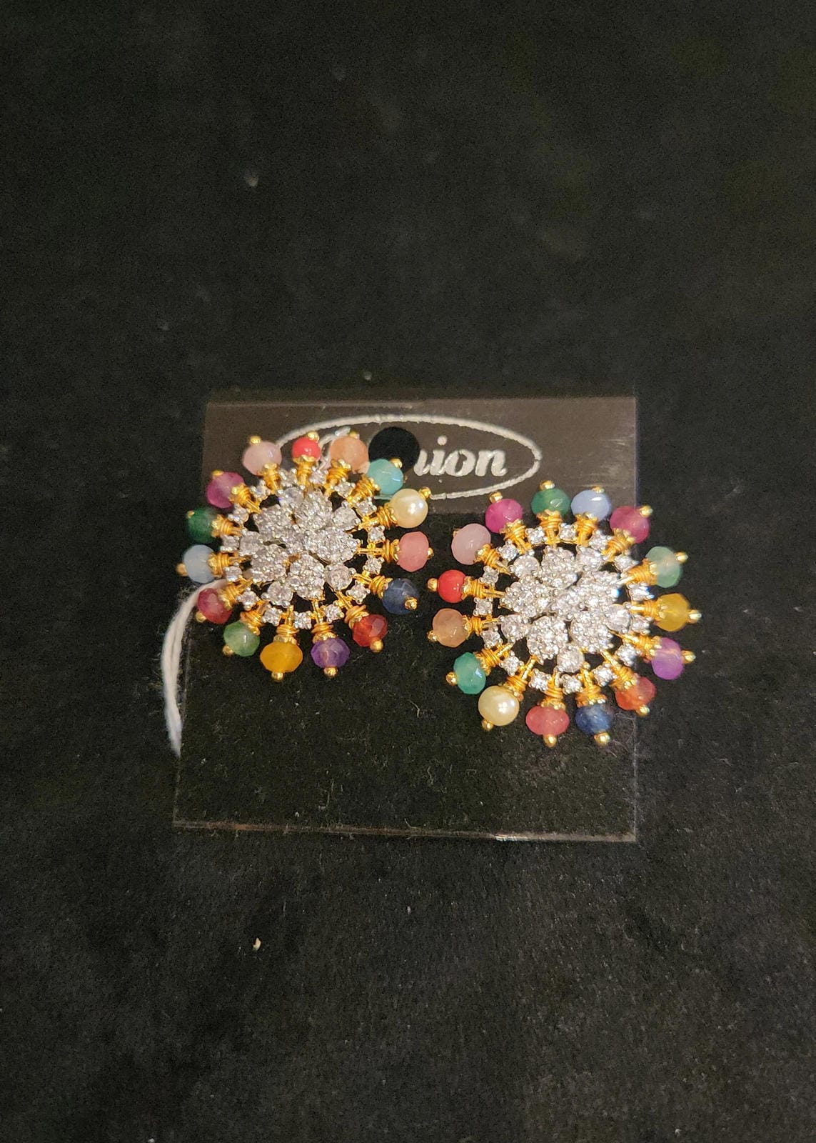 Moissanite & Multi-Color Beads Studs