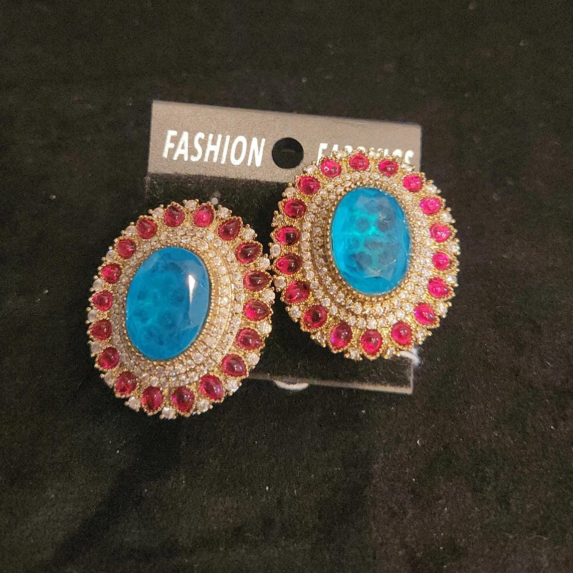 Ruby & Ocean Blue Stone Studs