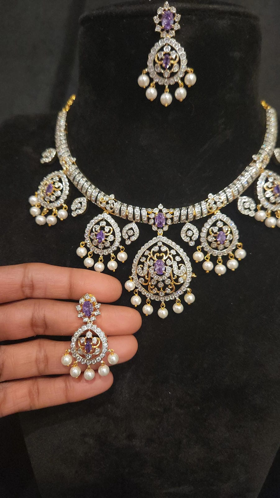 Diamond Finish Purple Stones Kante Set