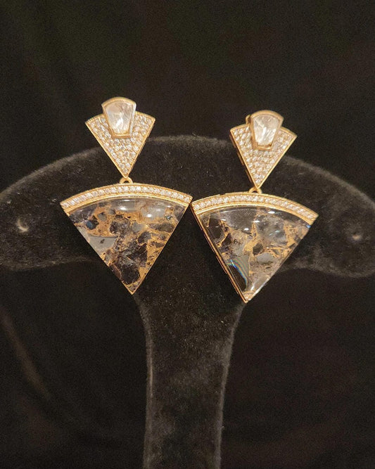 Sparkling Cone Shaped Fire Stone Earrings