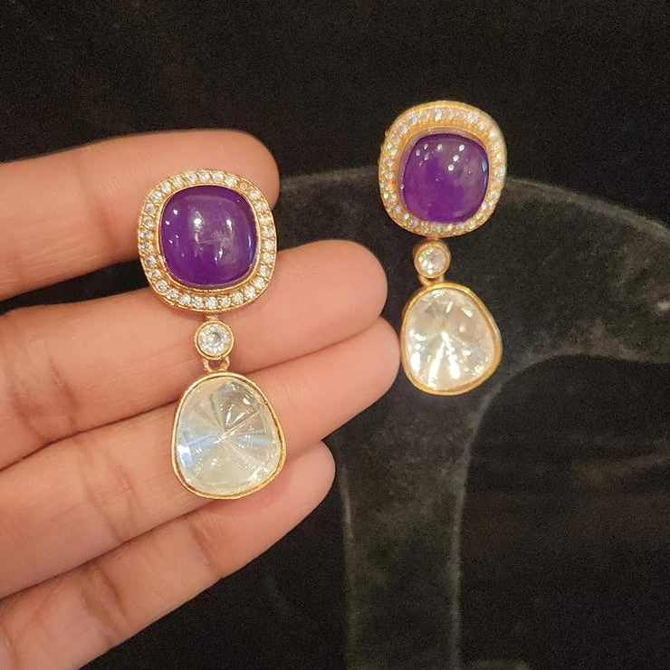 Brilliant Moissanite Purple Earrings