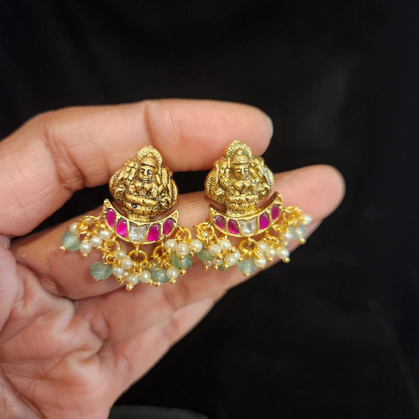 Traditional Kundan Lakshmi Devi Studs