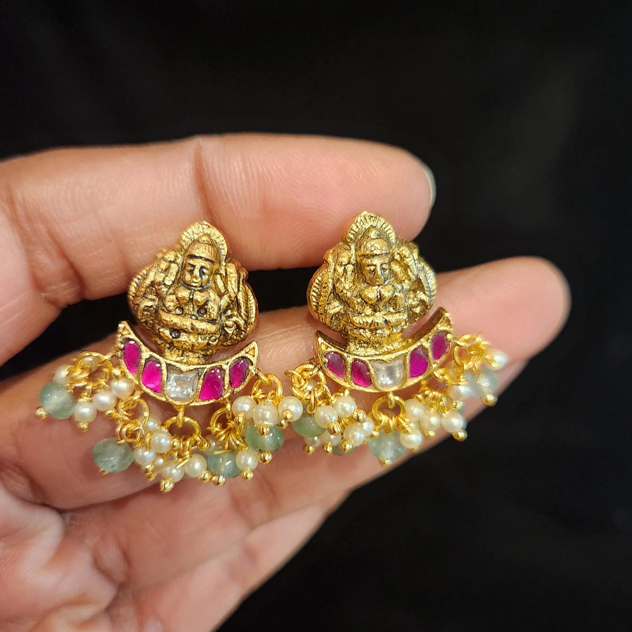 Traditional Kundan Lakshmi Devi Studs