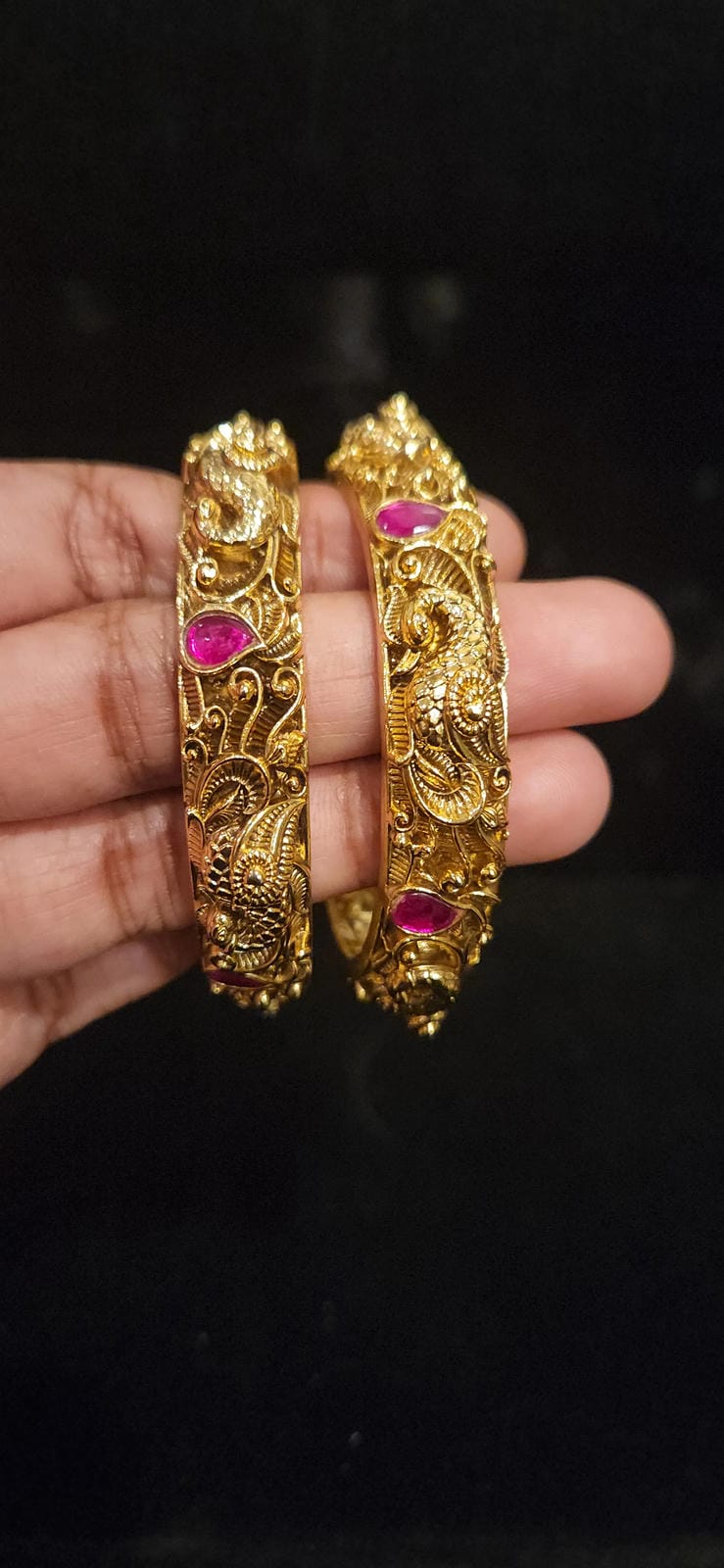 Traditional Nakshi Kundan Peacock Bangles