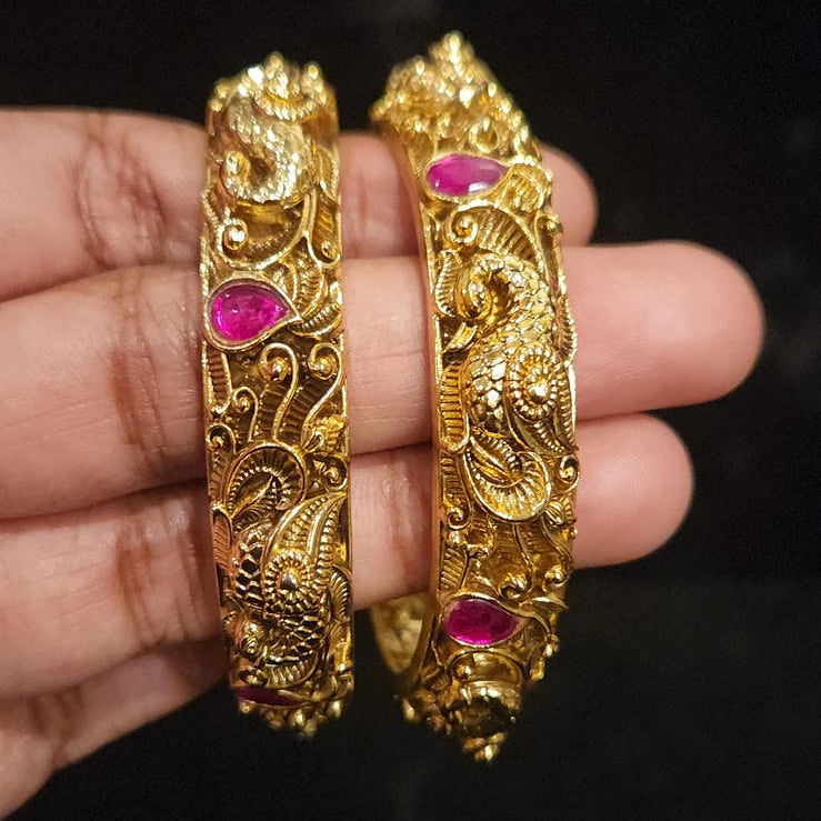Traditional Nakshi Kundan Peacock Bangles