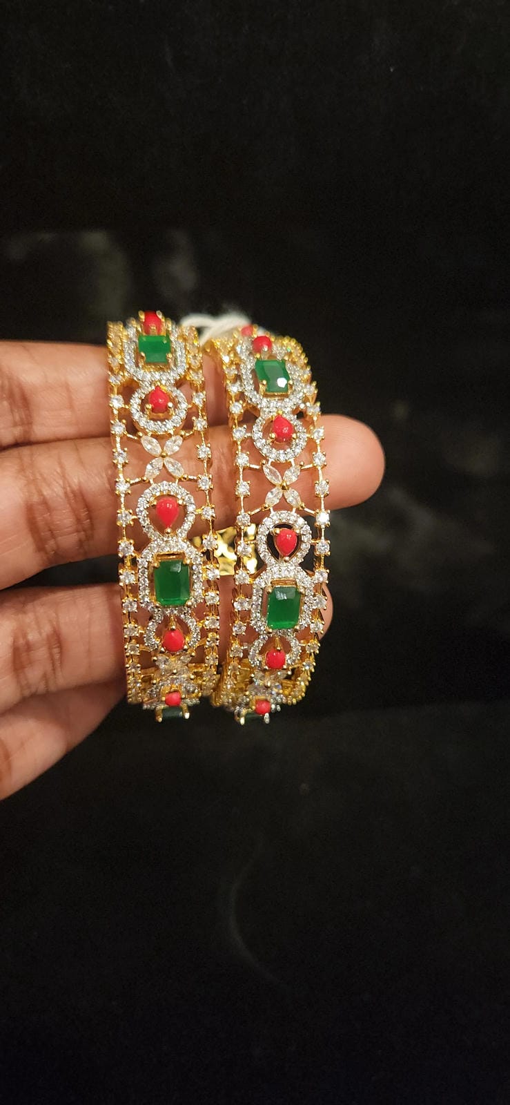 Ravishing Coral & Emerald Bangles