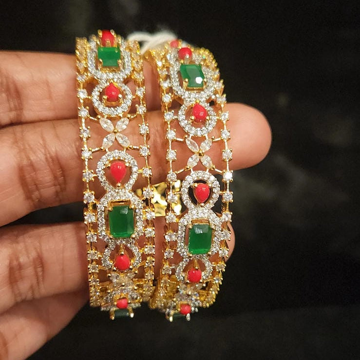 Ravishing Coral & Emerald Bangles