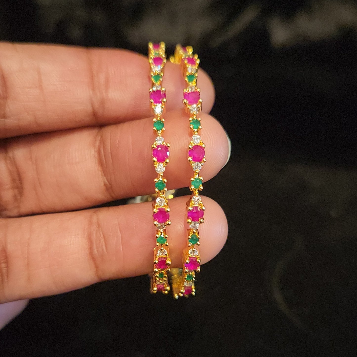 Charming Emerald and Ruby Kids Bangles