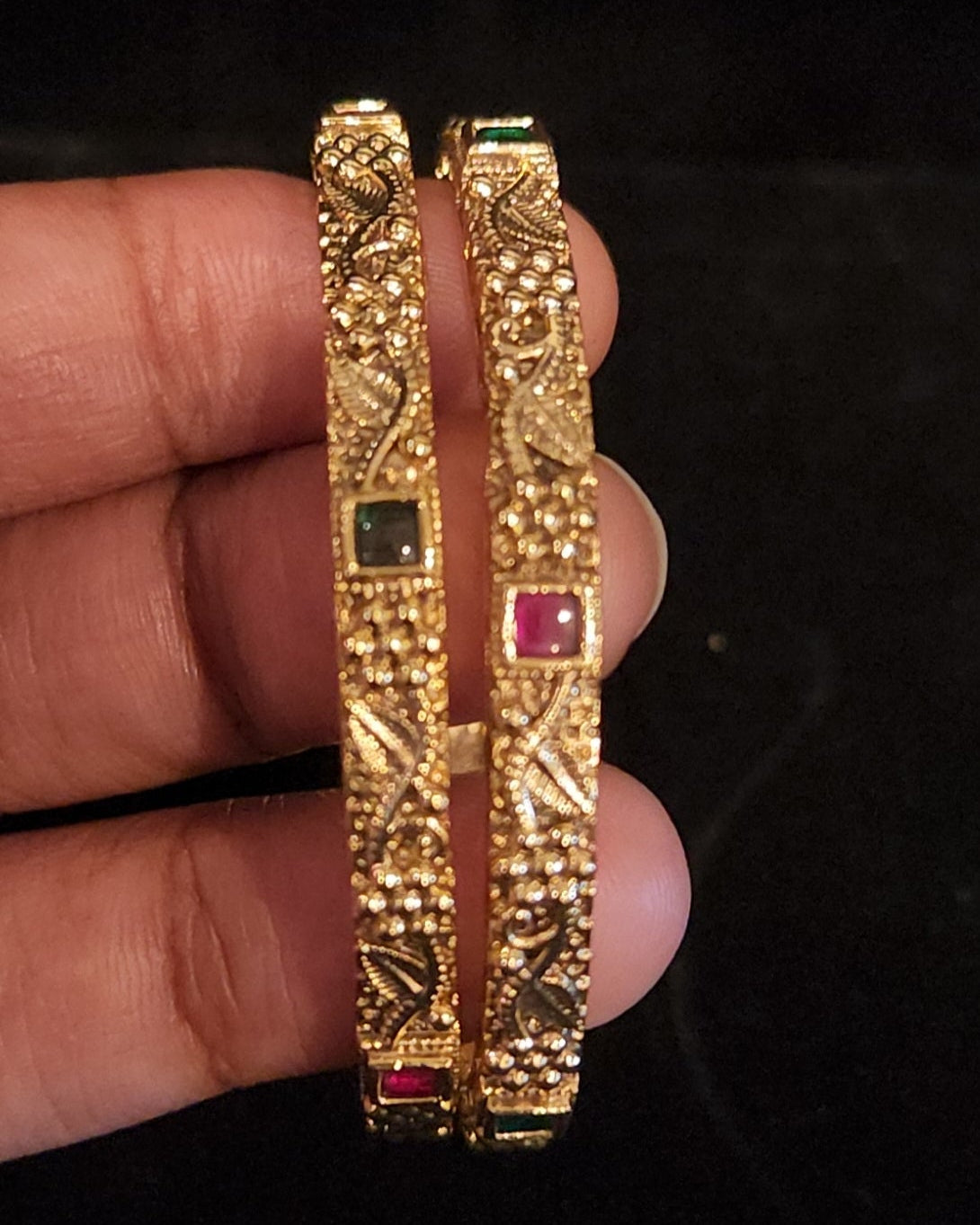 Traditional Antique Finish Muti Color Lata Design Kids Bangle