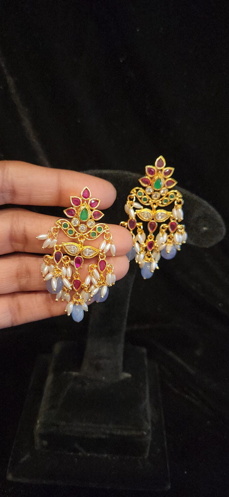 Vibrant Polki Design Earrings
