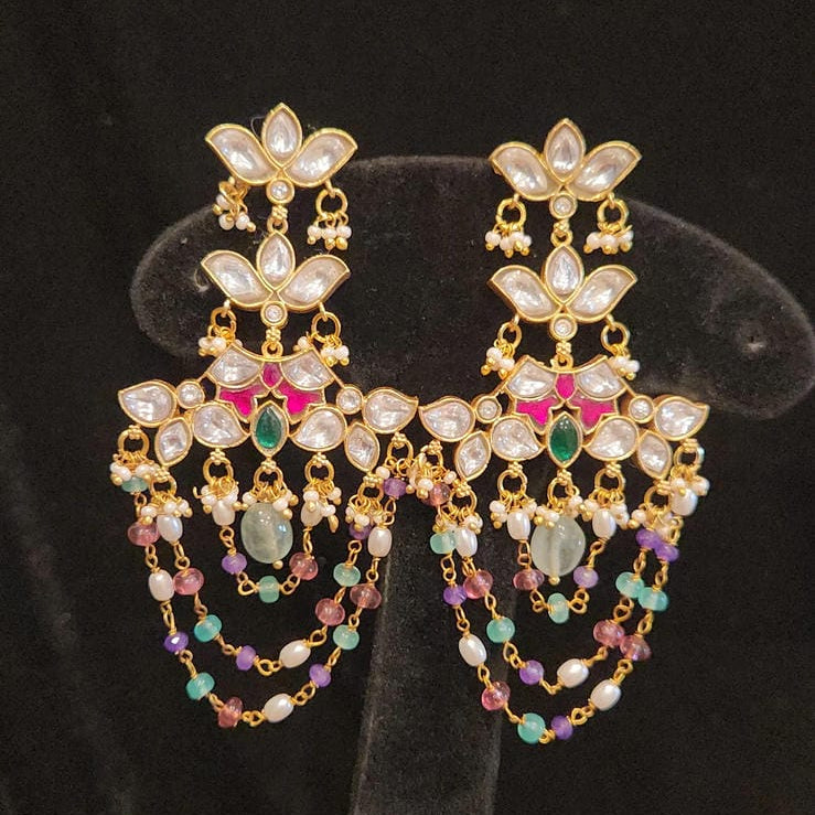 Vibrant Kundan Dangler Earrings