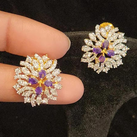 Sparkling CZ Purple Design Studs