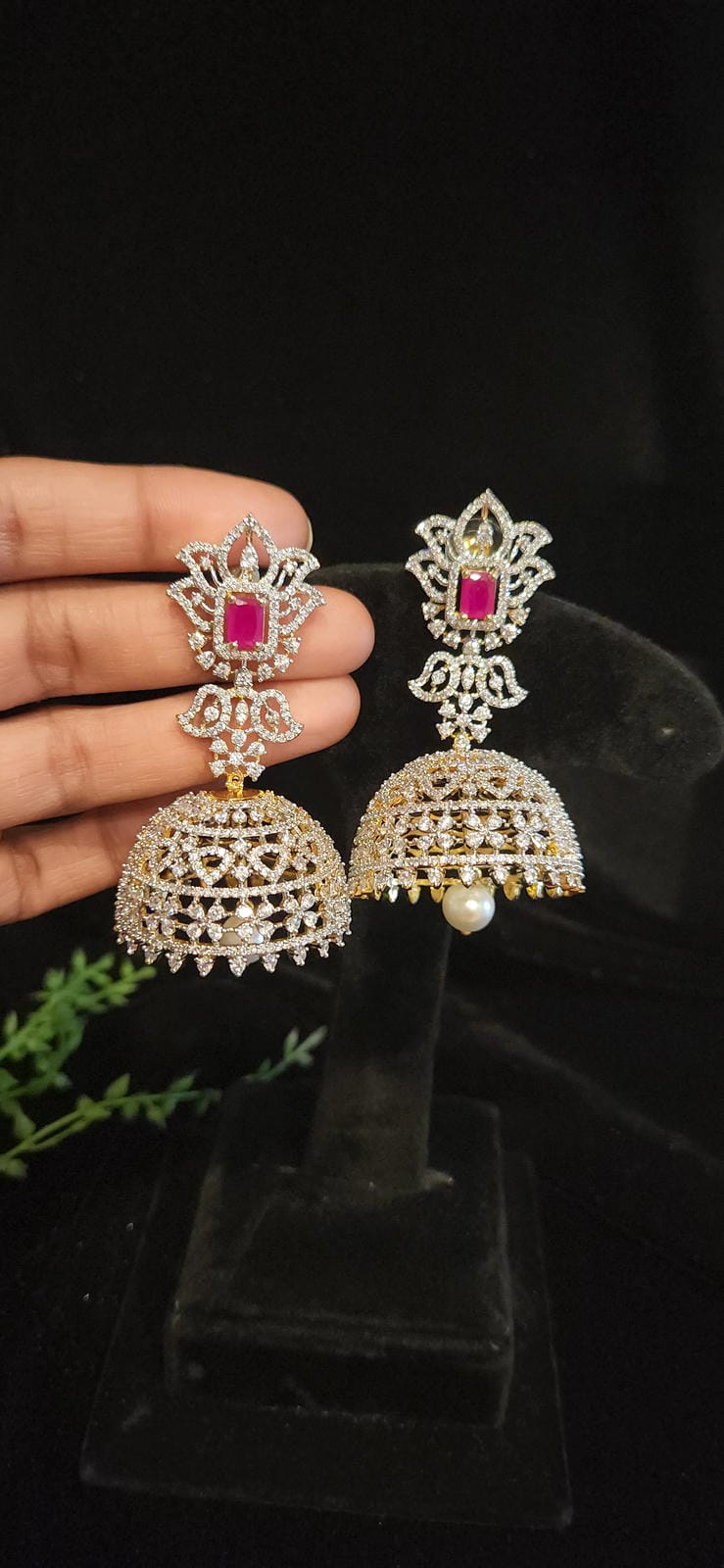 Brilliant Diamond Finish Jhumkas