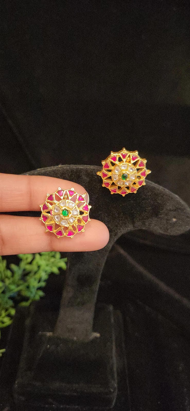 Authentic Kundan Floral Studs