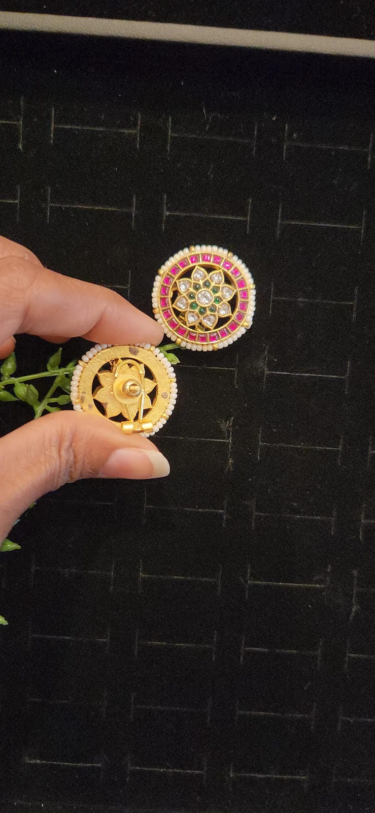 Authentic Kundan Flower Studs