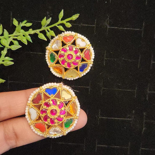 Traditional Navratan Kundan Studs