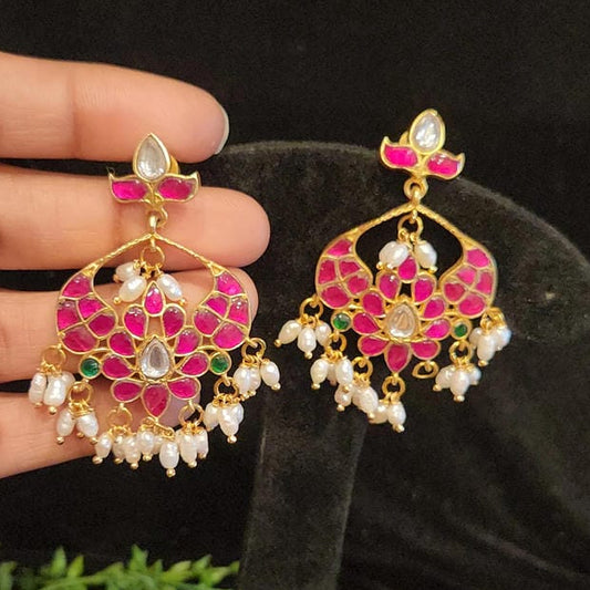 Authentic Kundan Chandbali & Pearls Earrings