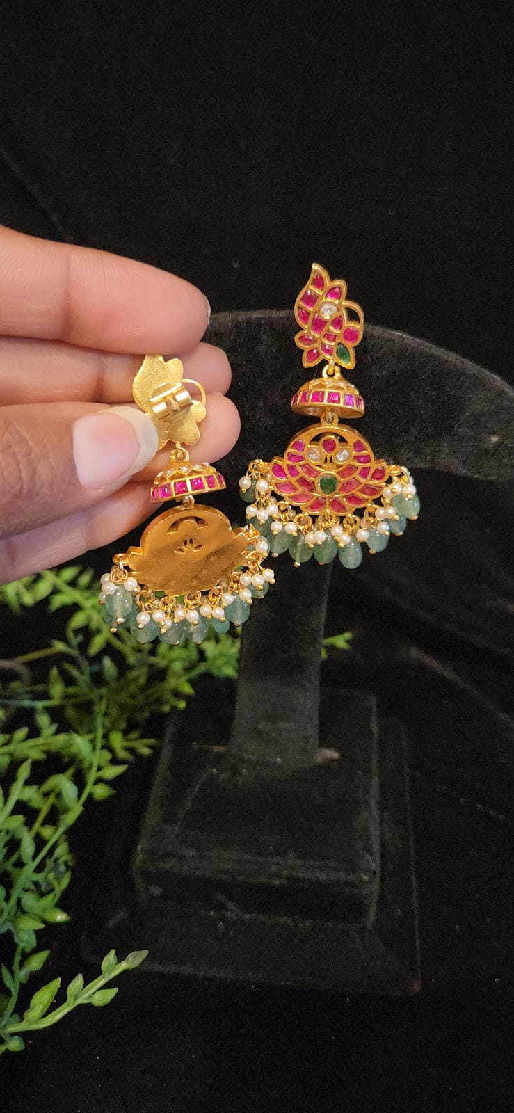 Vibrant Kundan Chandbali Earrings