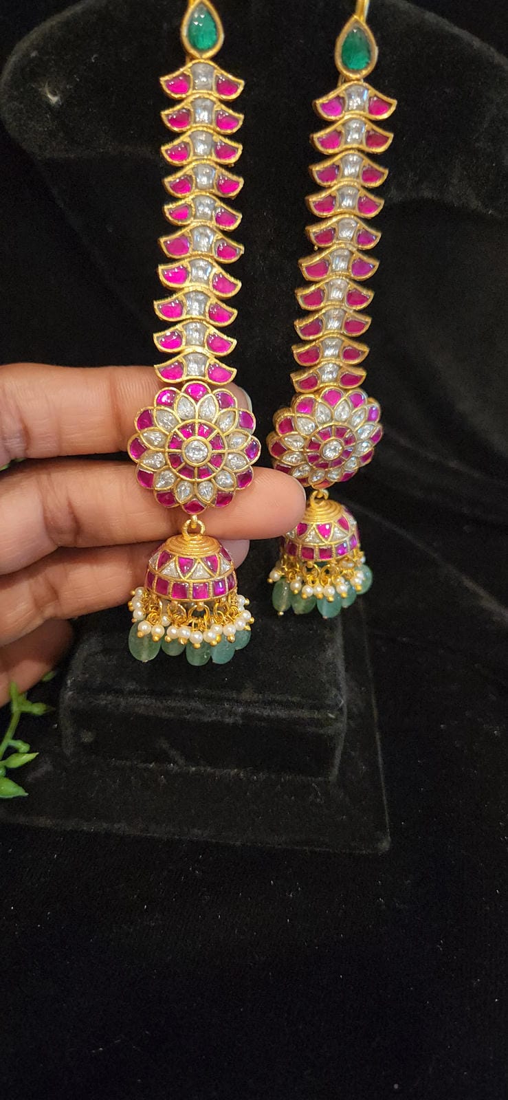 Traditional Kundan Jhumka with Maati