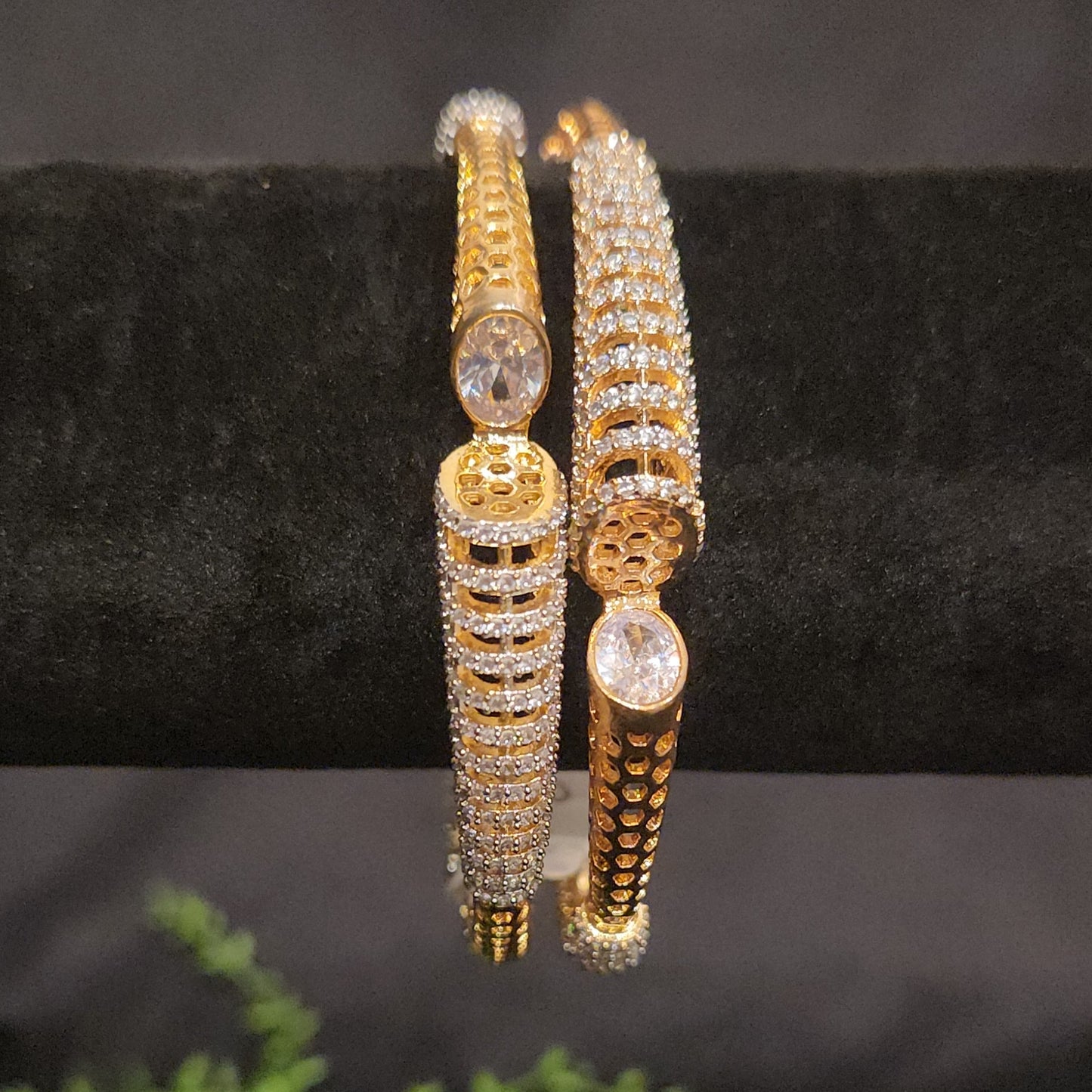 Diamond Finish Ruby Fancy triangle shaped Bangle