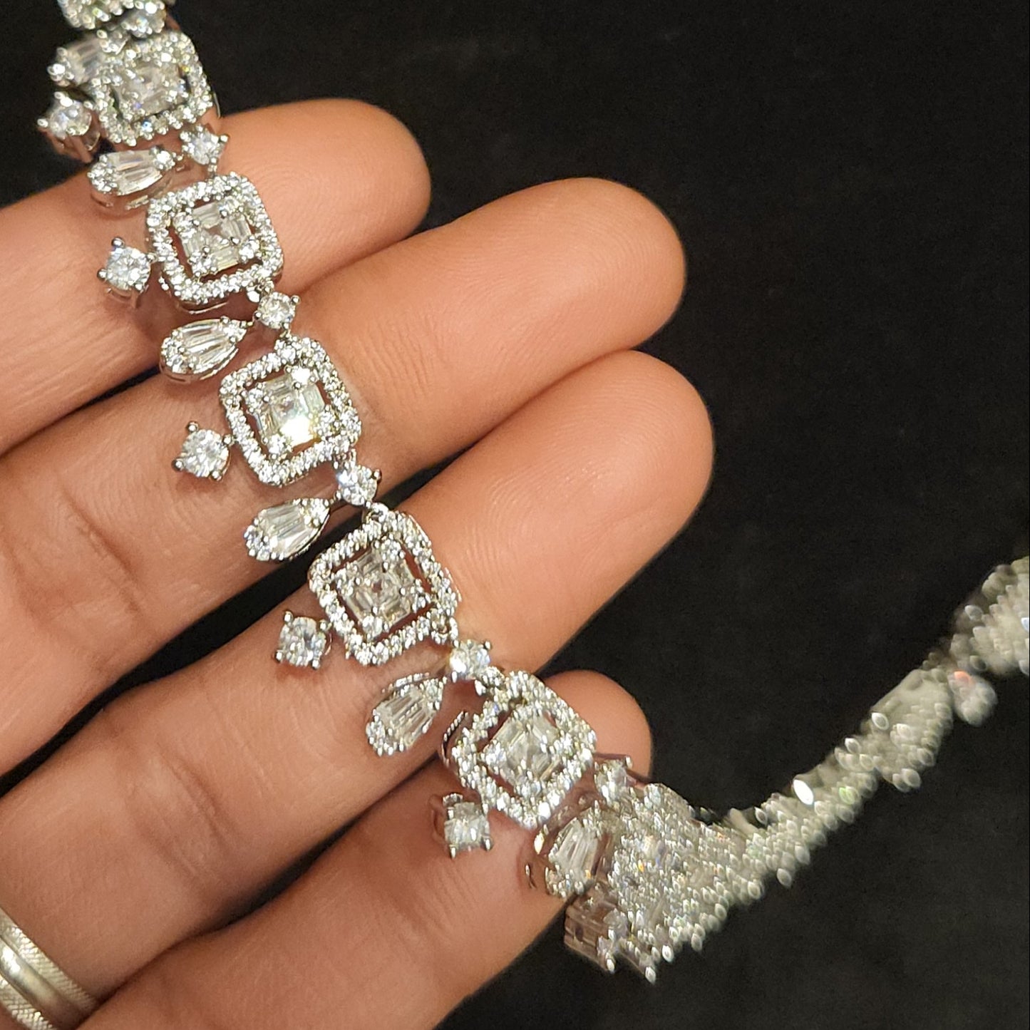 Square Moissanite CZ Necklace Set
