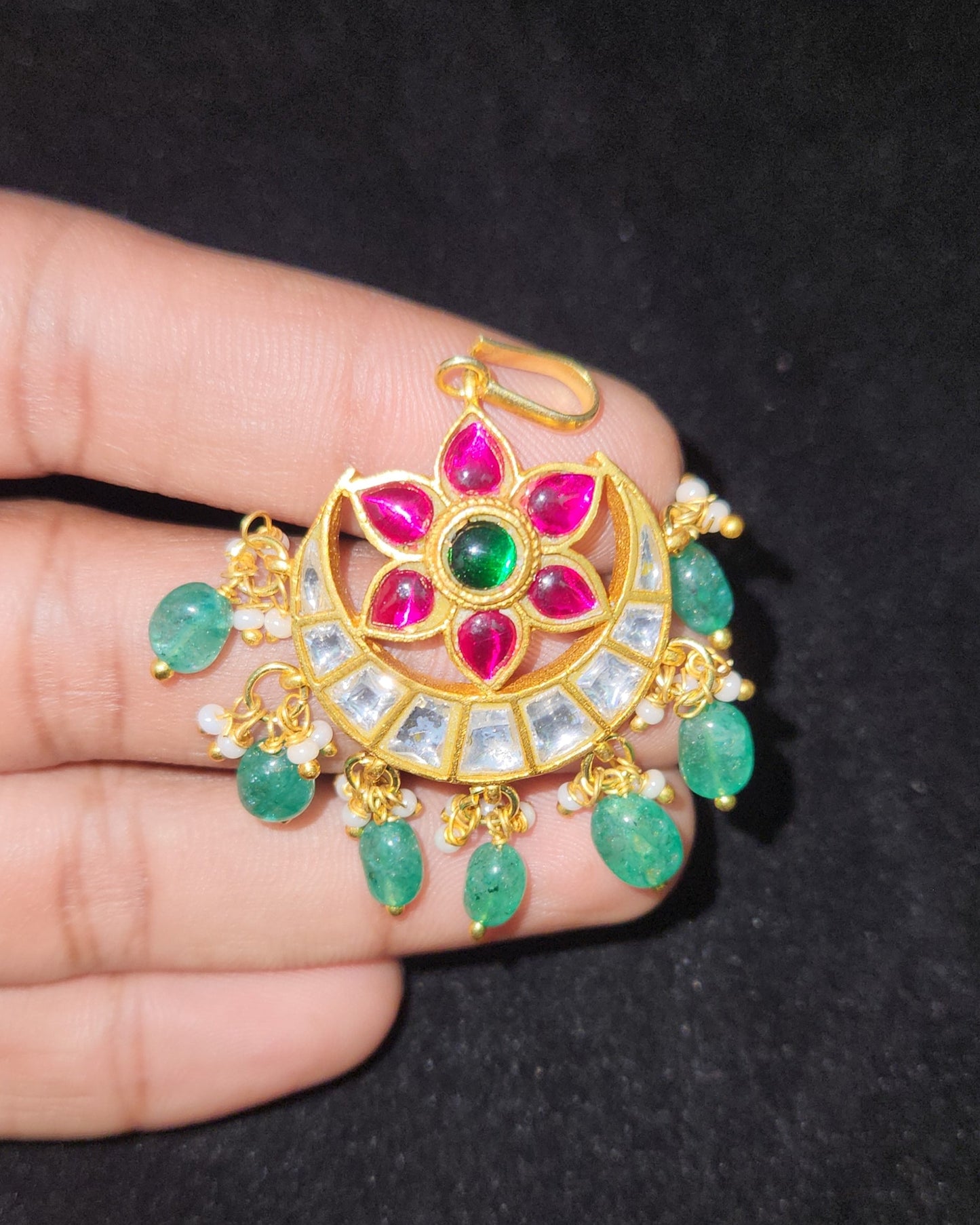 Opulent Jadau Kundan Flower Chandbali Maang Tikka