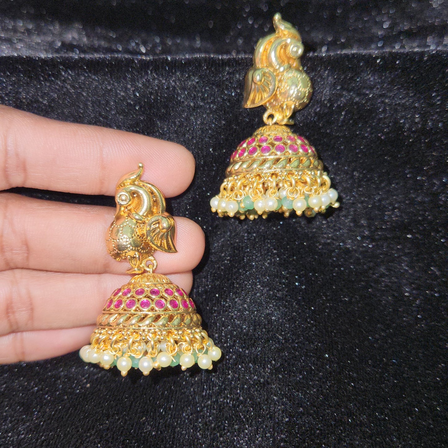 Regal Bird multi color Jhumkas
