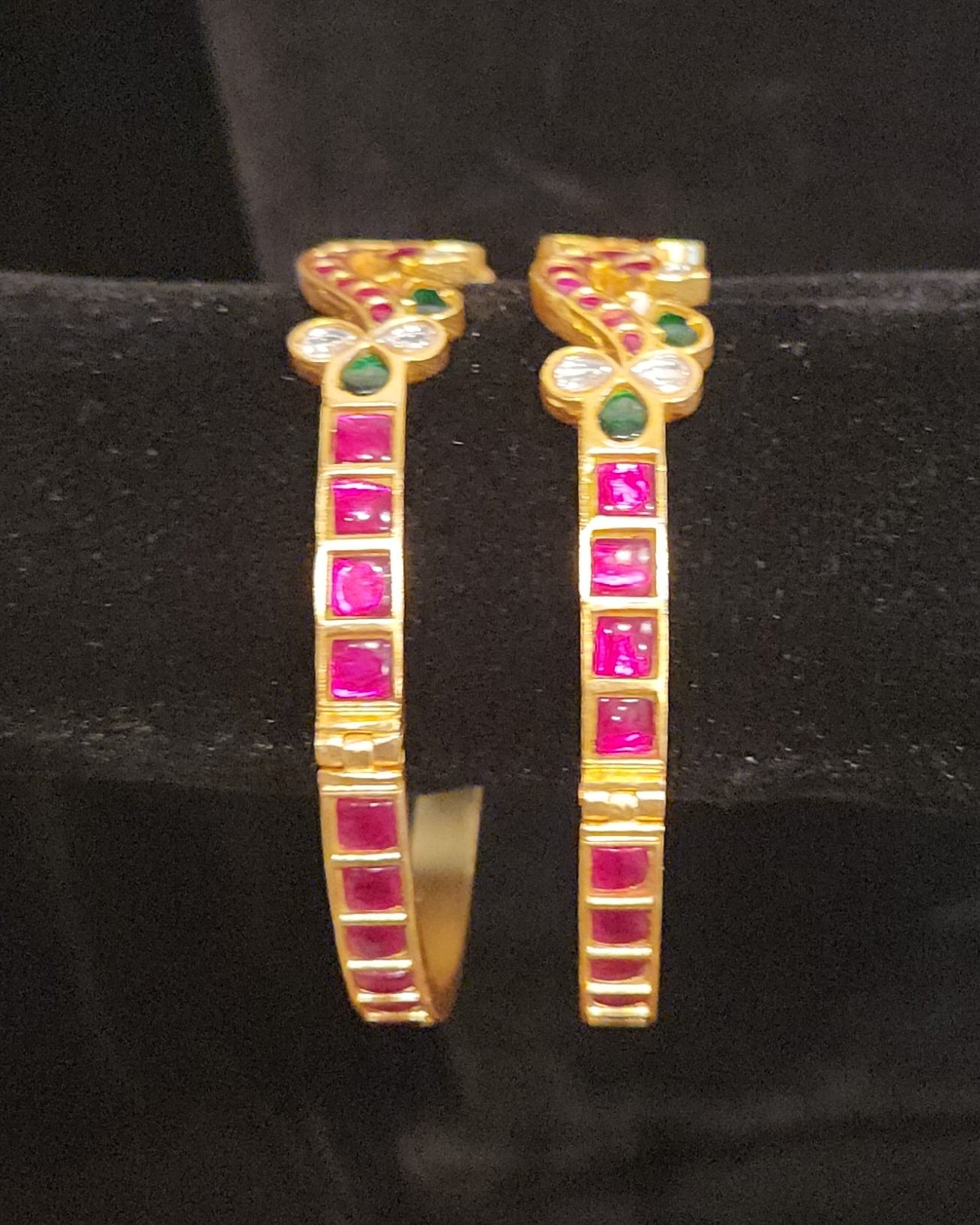 Kundan Openable Peacock Design Bangles