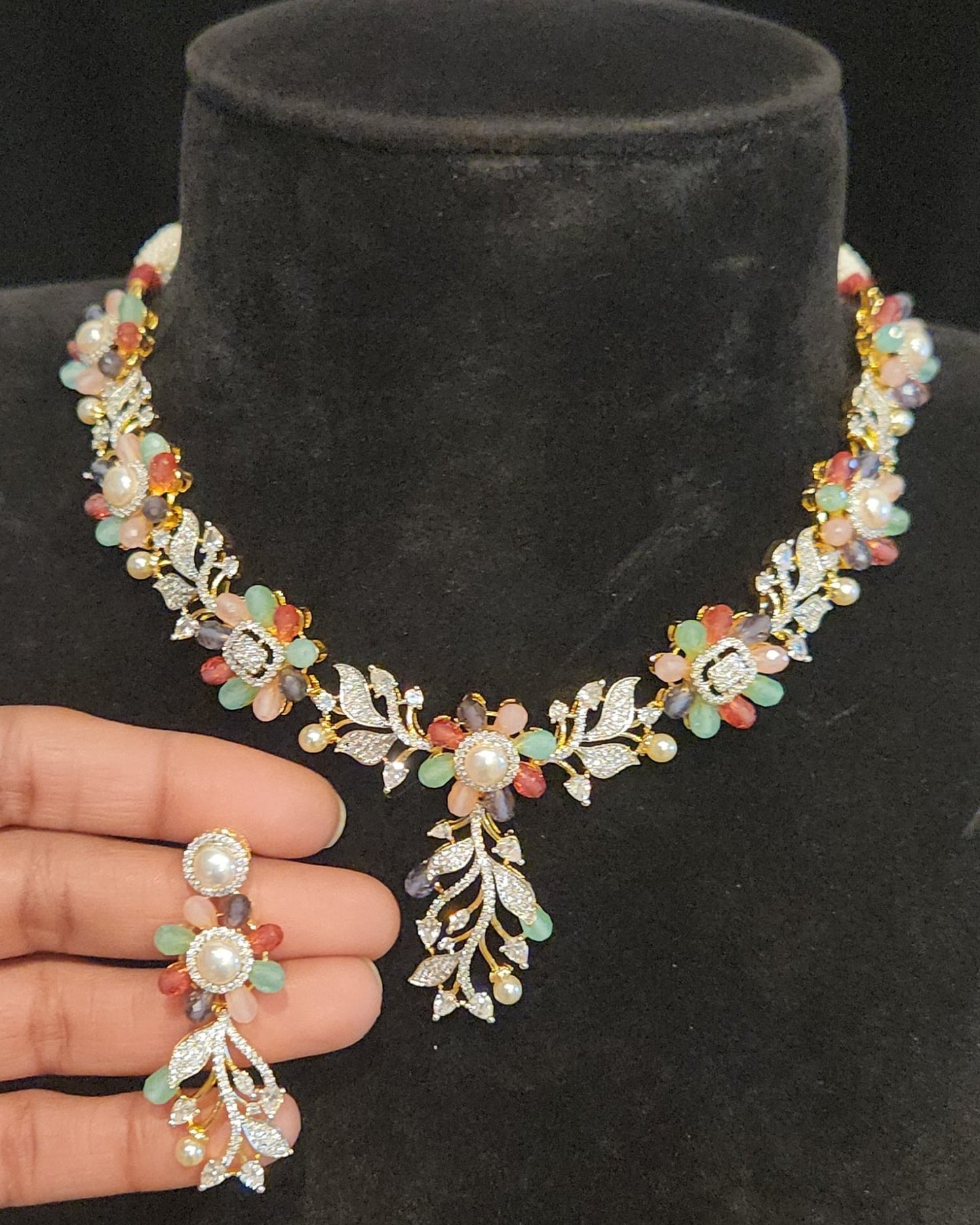 Vibrant Multi Color Floral Necklace Set
