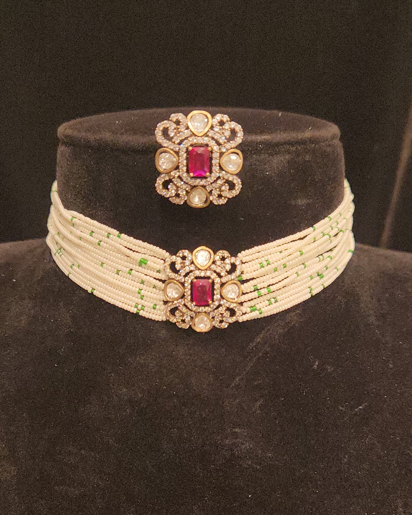 Luxurious Ruby Moissanite Bead Choker