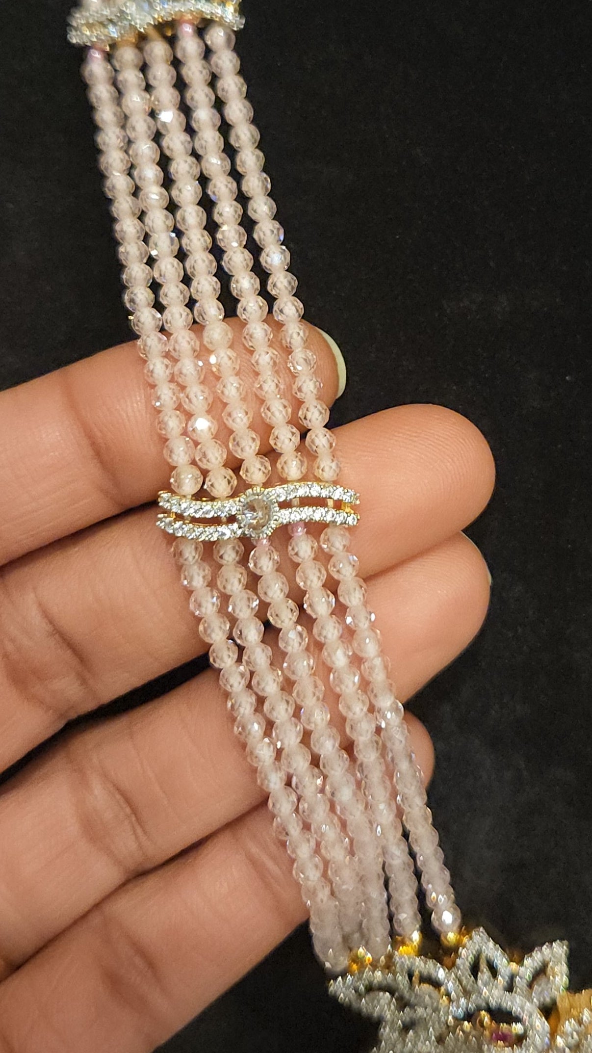 Regal Layered CZ Bead Peacock Pendant Haram Set