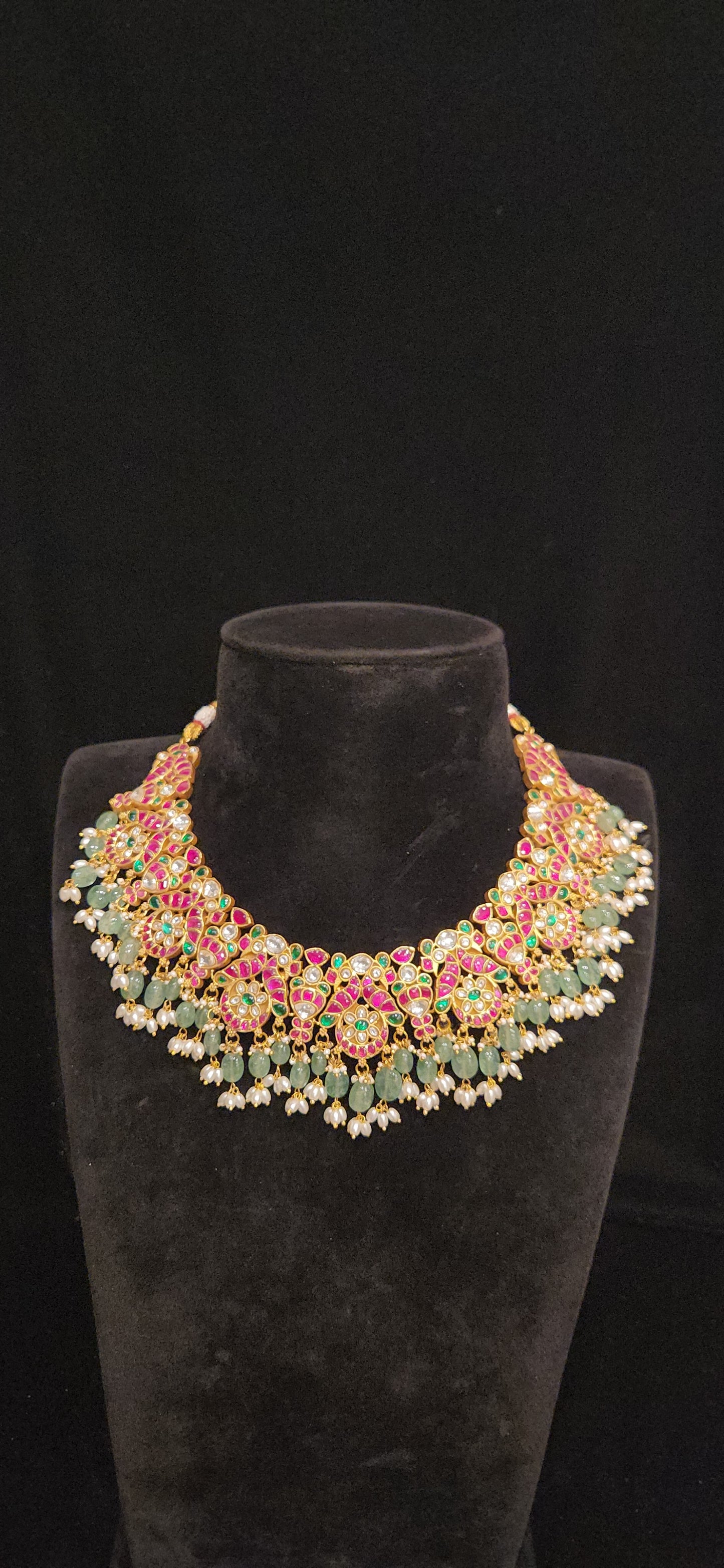 Opulent Jadau Kundan Peacock Chandbali Necklace Set