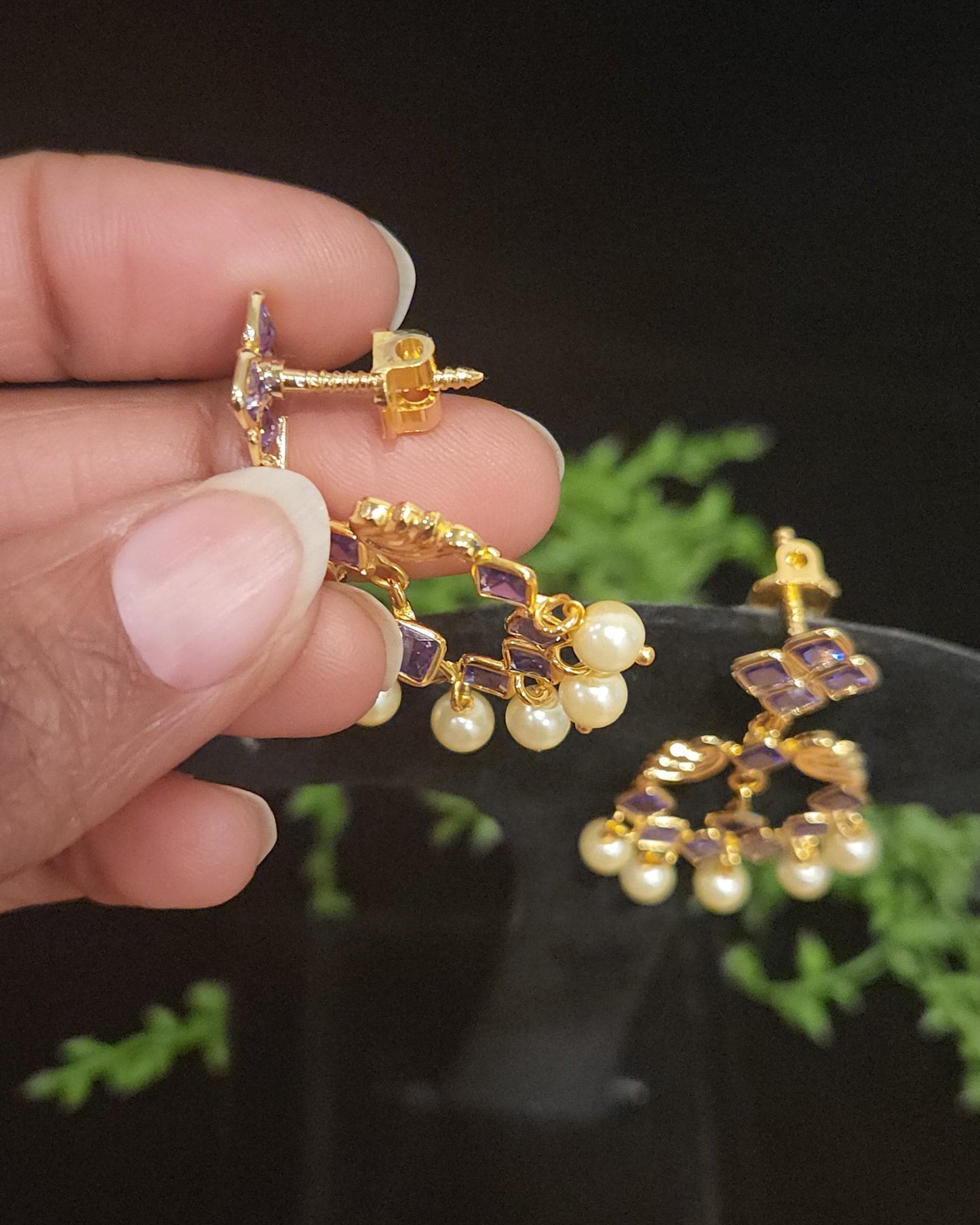 Designer polki Kundan Pearl Drop Earrings
