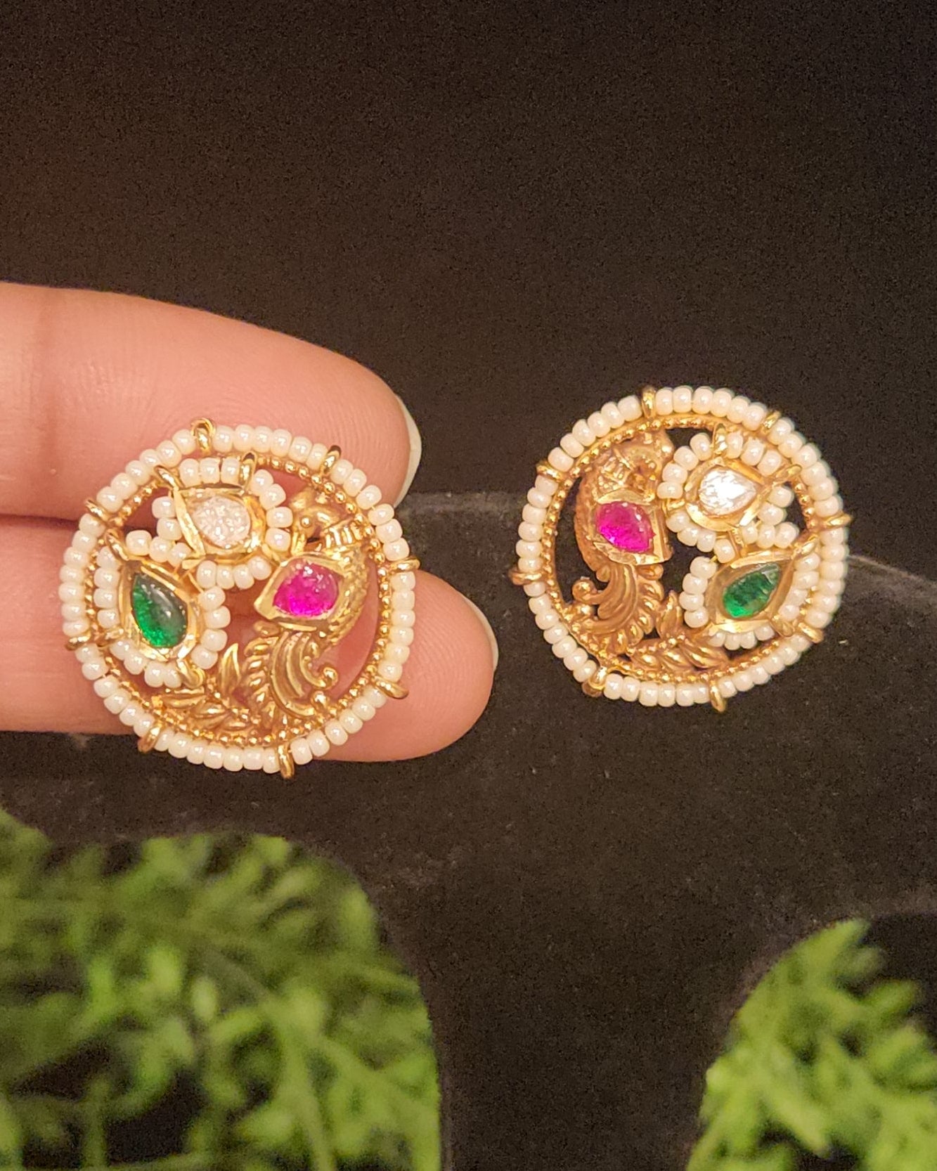 Elegant Peacock Design Stud Earrings