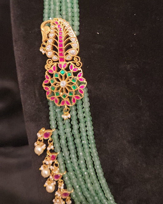 Majestic Six-Layered Onyx beads Kundan Haram